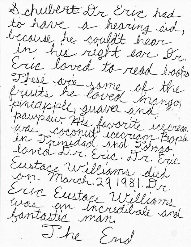 "About Eric Eustace Williams" essay written by Eric Williams' granddaughter, Erin S.W. Connell, page 3