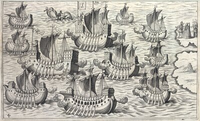 Una flotilla de galeones católicos españoles