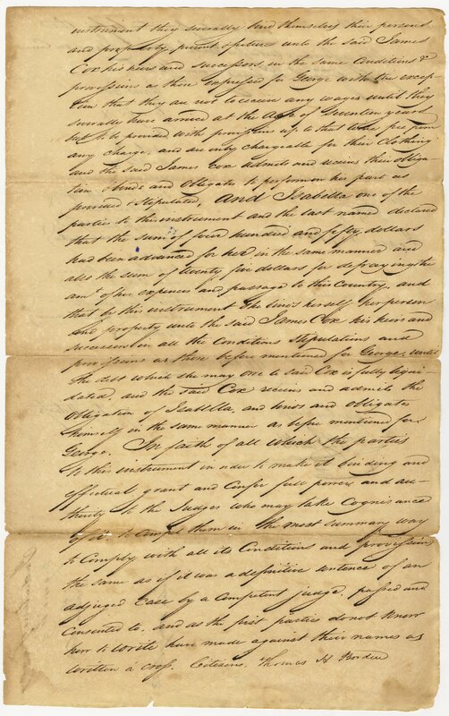 "Agreement to Indenture Eighteen Negroes", page 3