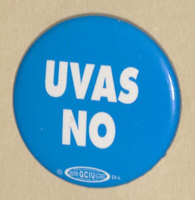 "UVAS NO" pin