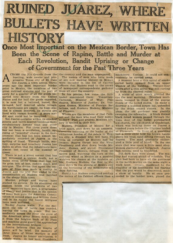 "Ruined Juarez, Where Bullets Have Written History", page 1