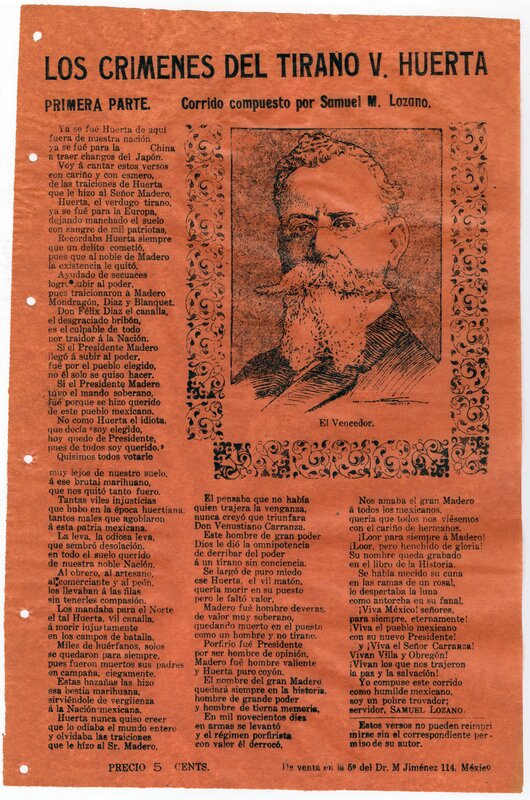 "Los crímenes del tirano V. Huerta. Primera parte"