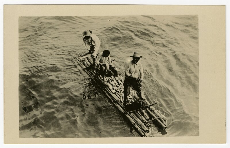 “A fishing raft returning with a good catch”