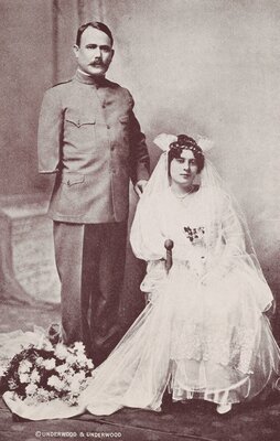 "General Obregon and His Bride — He Lost His Arm in a Battle with Villa"