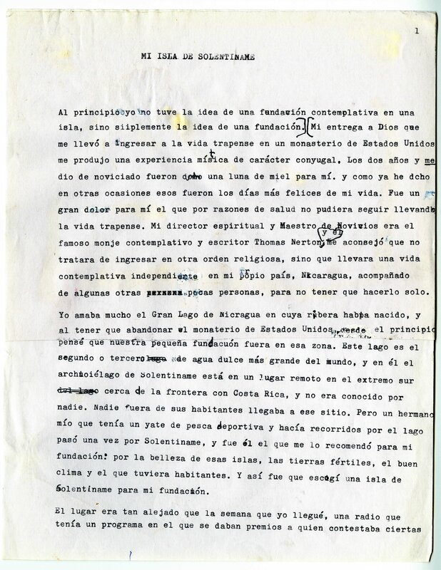 "Mi Isla de Solentiname," page 1