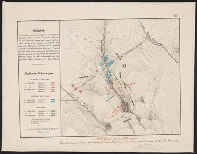 Croquis del combate que tuvo lugar en el punto de Barranca Seca el 18 de Mayo de 1862 entre una sección de tropas mexicanas y las francesas unidas a los traidores acaudillados por Leonardo Márquez