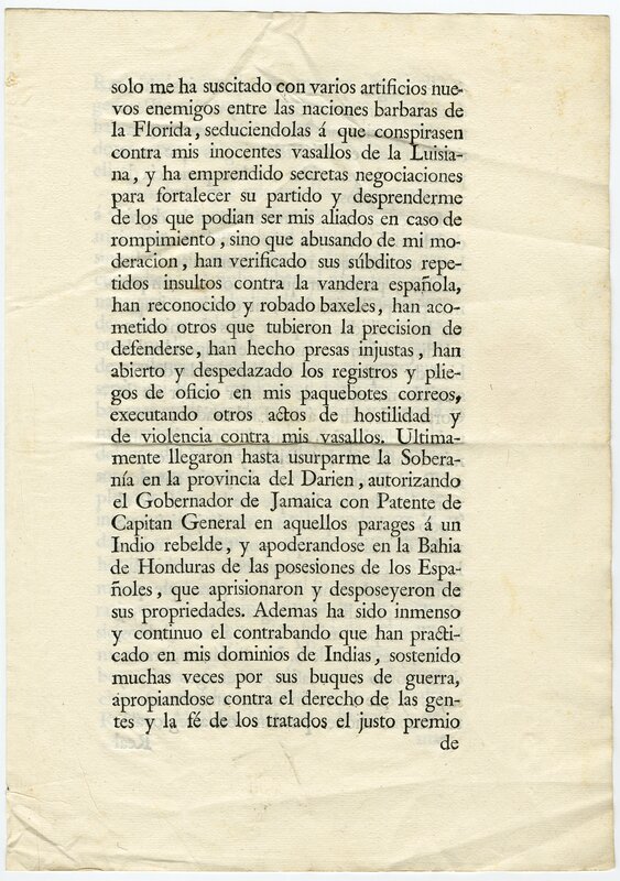 "Real cédula de Su Majestad en la que, manifestando los justos motivos de su real resolución de 21 de junio, autoriza a sus vasallos americanos para que, por vía de represalias y desagravio, hostilicen por mar y tierra a los súbditos del rey de la Gran Bretaña", página 2