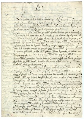 Copy of a representation to Fernando VII from the Spanish Peninsular denizens of Zacatecas reporting on the revolutionary violence against them, page 1