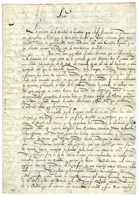 Copy of a representation to Fernando VII from the Spanish Peninsular denizens of Zacatecas reporting on the revolutionary violence against them, page 1