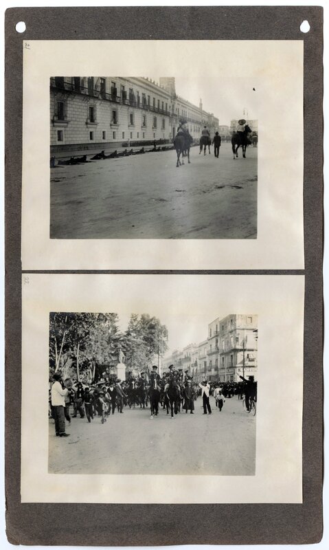 Photographs of revolutionary and federal soldiers through the streets of Mexico City during the Mexican Revolution