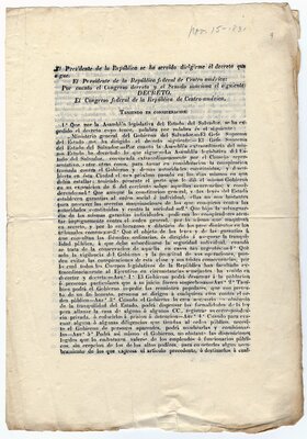 Decree concerning individual rights in the Republic of Central America, page 1