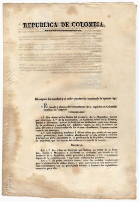 Decree on the treatment of the Indigenous groups of Colombia, page 1