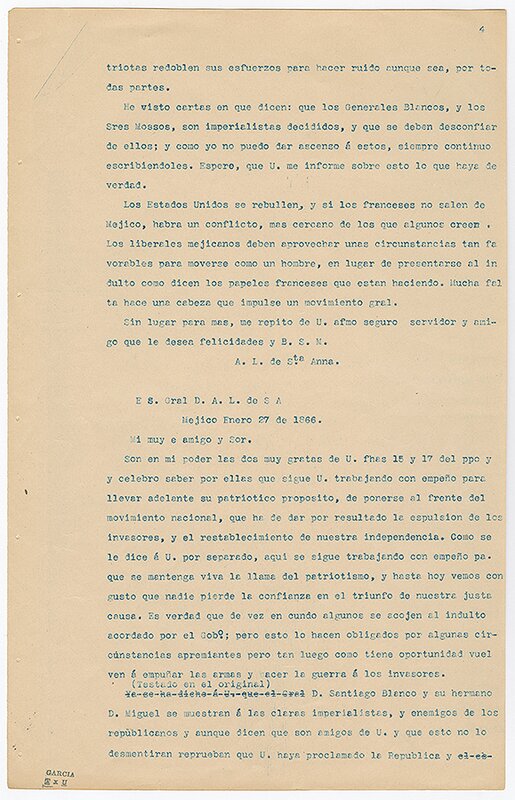 Letters to Francisco P. Mora regarding the French Intervention, page 2