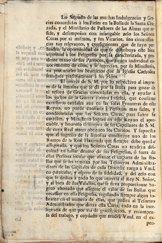 "Carta escrita por el Ilustrísimo Señor Visitador General a todos los curas del reino para que se encargasen del expendio de sumarios de la Bula de la Santa Cruzada," página 2