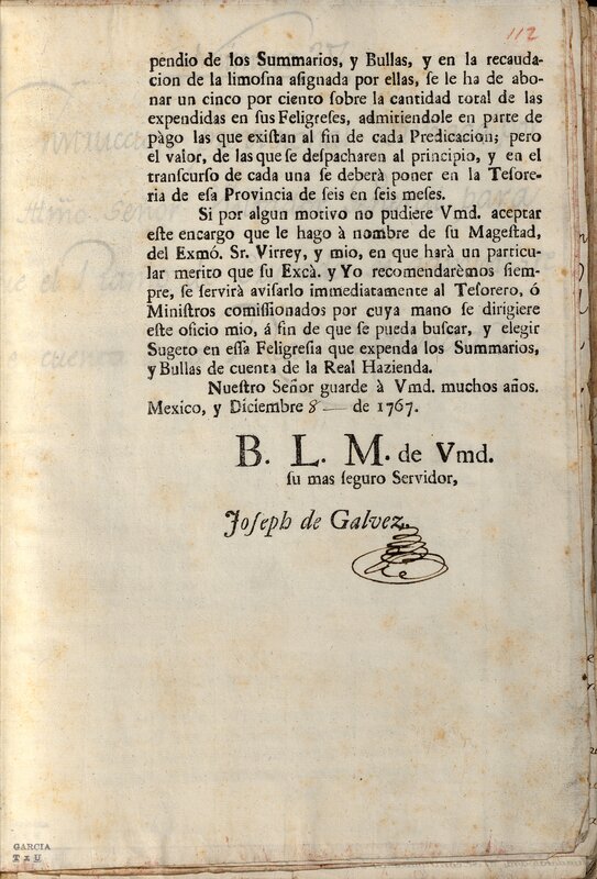 "Carta escrita por el Ilustrísimo Señor Visitador General a todos los curas del reino para que se encargasen del expendio de sumarios de la Bula de la Santa Cruzada," página 3